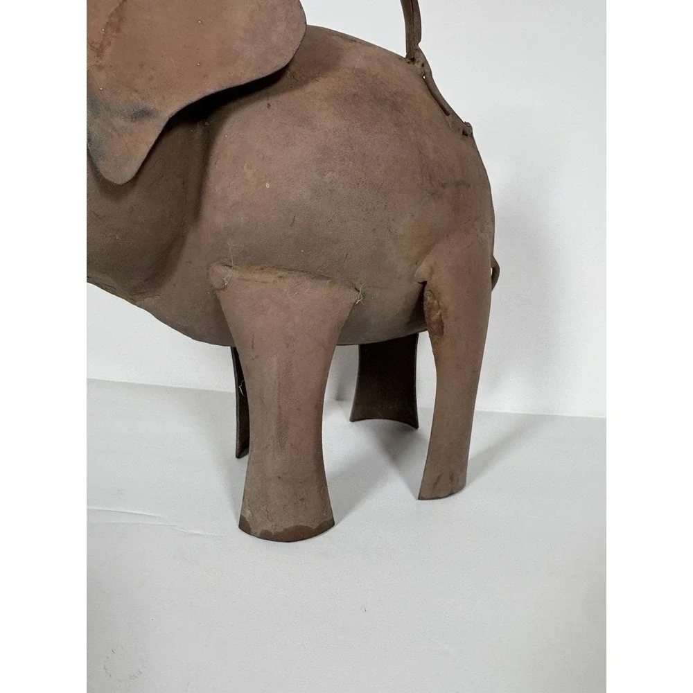 Rustic Metal Elephant Watering Can Garden Decor Primitive Folk Art Weathered